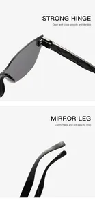 Detailed macro shots showing strong sunglasses hinges and comfortable mirror legs