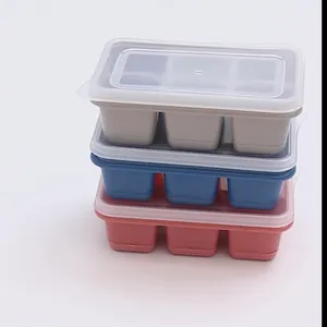 Cubiteras de silicona de 6 compartimentos apilables con tapas en varios colores