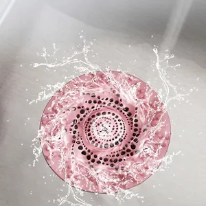 Rosa runder Badezimmer-Haarfilter Bodenablaufdeckel mit Spiral-Entwässerungslöchern