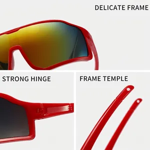 Lunettes de soleil de sport pour enfants avec monture rouge et verres enveloppants