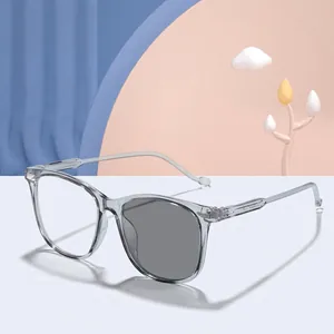 Children's trendy square frame photochromic and anti-blue light glasses for boys and girls