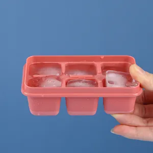 Molde de silicona rosa para 6 cubitos de hielo para uso doméstico