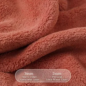 Macro detail of terracotta microfiber dry hair cap with high absorption layers