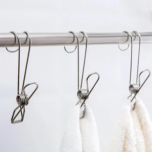 Ganci a molletta multiuso in acciaio inox per asciugamani e organizzazione del bagno