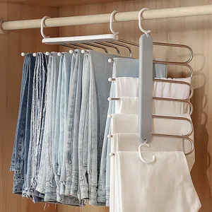Multi-Functional Stainless Steel Goose Shaped Pants Hanger Space Saving Foldable Multi-Layer Wardrobe Storage Rack For Trousers Scarves