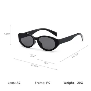 Children's cat eye sunglasses with UV protection and durable PC frame shown with dimensions