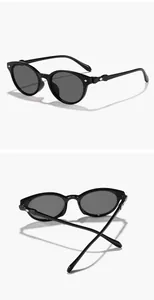 Detailed views of black cat-eye sunglasses from different angles on white background.