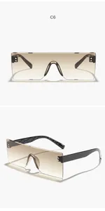 Gafas de sol vintage sin montura tipo pantalla con lentes degradadas marrones en dos vistas
