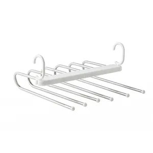 Multi-functional 6-tier stainless steel foldable pants hanger for space-saving closet storage