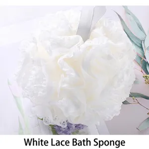 Grande palla da bagno in pizzo bianco con rete morbida esfoliante