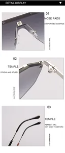 Detail views of oversized shield sunglasses featuring comfortable nose pads and sturdy temples