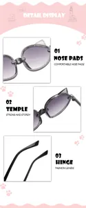 Detailaufnahme der niedlichen Fuchs-Kinder-Sonnenbrille mit Glitzergestell.