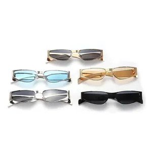 Trendy narrow metal frame sunglasses set in five colors for street hip-hop style