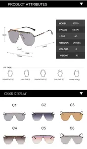 Detailed technical specifications and color options for retro oversized sunglasses