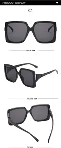 Vista detallada de gafas de sol cuadradas de moda con un diseño único de patillas caladas