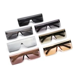 Gafas de sol rectangulares vintage sin montura de una pieza en siete colores muy elegantes