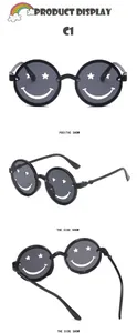 Vistas multiangulares de gafas de sol redondas negras para niños con diseño de cara