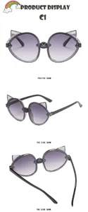 Süße Kinder Sonnenbrille mit Fuchsohren, grauen Verlaufsgläsern und Glitzerrahmen Details