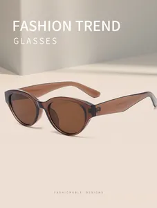 Detailopname van vintage cat-eye zonnebrillen met transparante bruine monturen