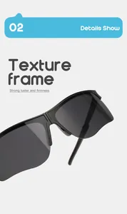 Close-up detail of foldable children's cycling sunglasses with rimless textured frame