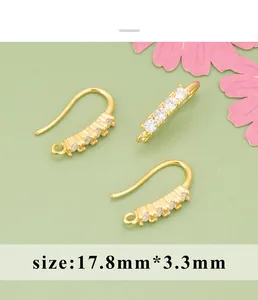 Detailed view of 18K gold plated DIY earring hooks with sparkling crystal stones.