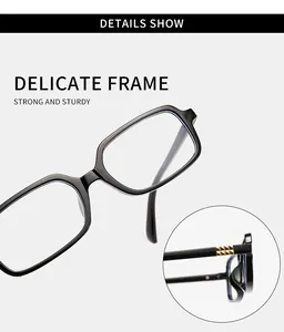 Detailed close-up view of a black square glasses frame featuring premium golden hinge texture