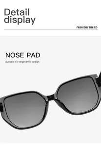 Ergonomic nose pad detail of stylish square frame sunglasses for a comfortable fit.