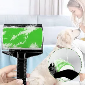 Washable reusable handheld pet hair lint roller set showing water rinsing detail view