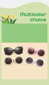 Cute cat-ear sunglasses for kids with UV protection in multiple colors