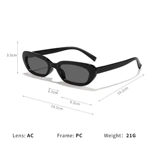 Occhiali da sole retrò con montatura sottile, lenti AC e montatura PC, stile unisex