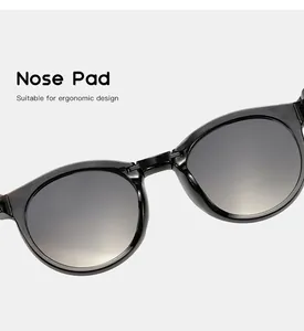 Nahaufnahme des ergonomischen Nasenpads dieser faltbaren runden Kinder-Sonnenbrille