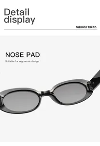 Macro detail view showing the ergonomic nose pads on stylish vintage black oval sunglasses