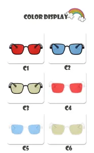 Collection de lunettes de soleil punk pour enfants à monture carrée en six couleurs