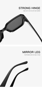 Detailansicht des starken Scharniers und des Bügels der schwarzen Sonnenbrille.