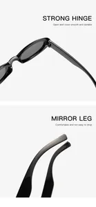 Close-up detail of durable metal hinge and comfortable temple for retro oval sunglasses