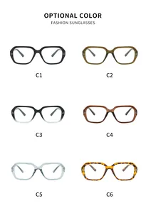 Showcase of six different color variants for retro polygonal fashion eyewear frames.