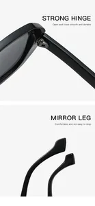 Close-up of durable reinforced hinges and comfortable non-slip temple tips of sunglasses