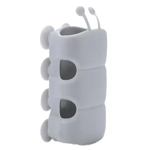 White caterpillar silicone suction cup shower head holder for bathroom wall mounting
