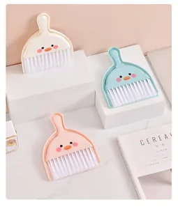 Set of three cute cartoon duck mini desk broom and dustpan sets for keyboard cleaning