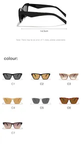 Dimensions et options de couleurs pour lunettes de soleil œil de chat pour femmes