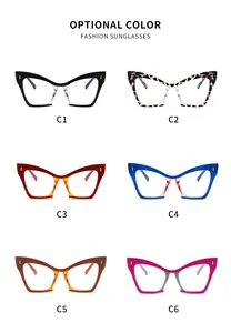 Colección de monturas de gafas ojo de gato de gran tamaño en seis colores vibrantes