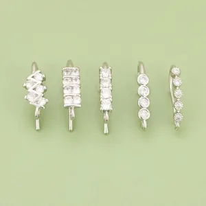 18K Gold Plated Copper Rhinestone Earring Hooks DIY Jewelry Findings Connectors For Women Handmade Earrings Accessory