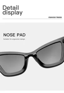Vue détaillée du design ergonomique du support nasal intégré sur des lunettes de soleil œil-de-chat