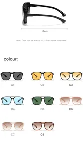 Steampunk ocean lens sunglasses color variants C1-C8 with 13cm dimension guide
