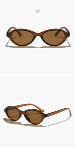 Retro oval frame sunglasses with brown translucent lenses and sleek frame detail
