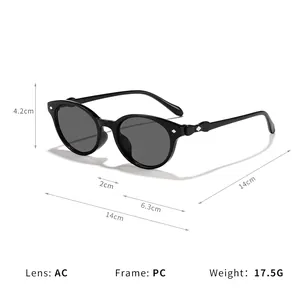 Classic black cat-eye sunglasses featuring lightweight PC frame and AC lenses for sun protection