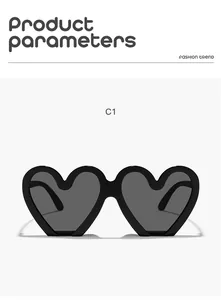 Vista frontal de las gafas de sol negras con forma de corazón para niños para fiestas