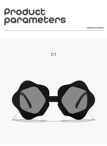 Detail of flower-shaped black children sunglasses with gray lenses for outdoors