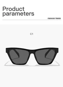 Vue de face de lunettes de soleil œil de chat noires pour femmes sur fond blanc