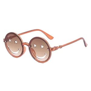 Gafas de sol redondas para niños con diseño de cara sonriente para fiestas y moda